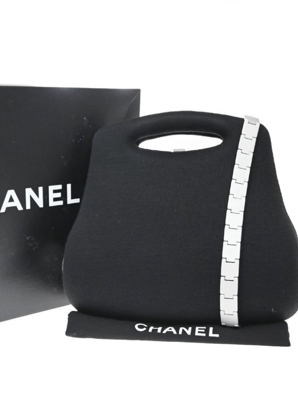 CHANEL CC Millennium Hip 2way Shoulder Hand Bag Canvas Black Vintage